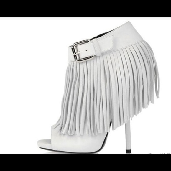 Giuseppe Zanotti White Fringe Heels Size 10 - Picture 2 of 8